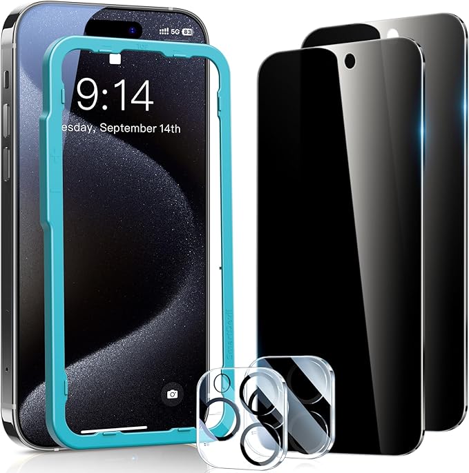 Smartdevil Privacy Screen Protector with Camera Lens Protector for iphone (2 Pack)