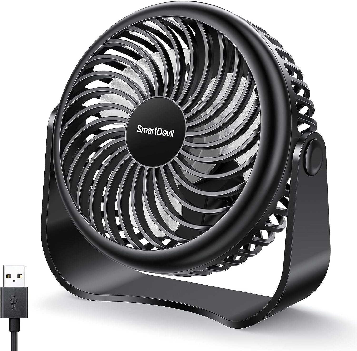 SmartDevil USB Desk Fan, 3 Speeds Portable Mini Desktop Fan, 360° Adj