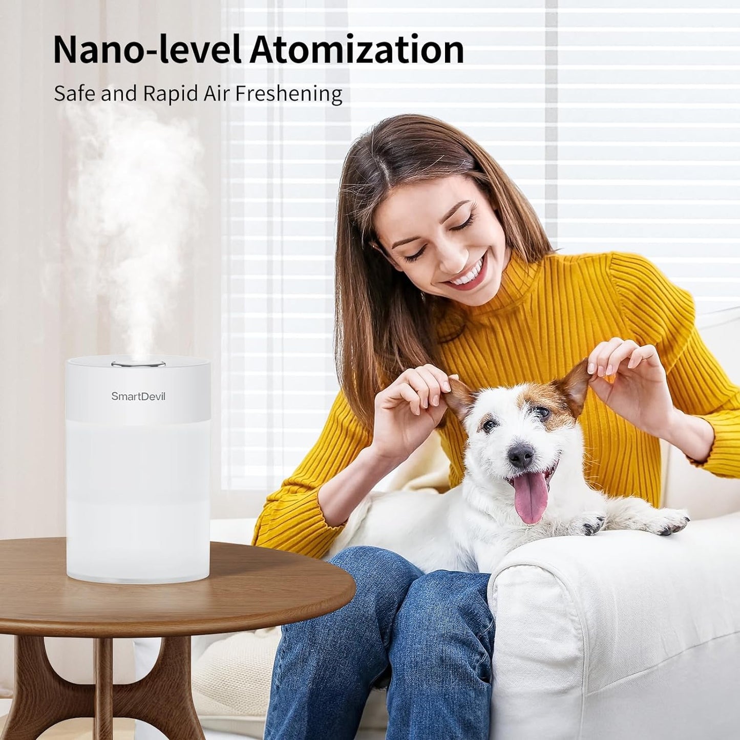 SmartDevil Small Humidifier, 600ml Portable Mini Humidifier, USB Personal Desk Humidifier for Bedroom, Plants, Office, Travel, Nightstand with Night Light, Auto Shut-Off, Super Quiet, White