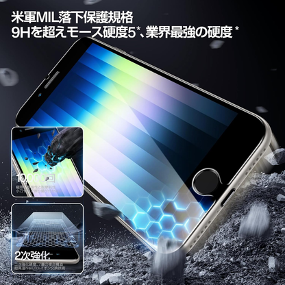 「画期的なガイド枠」SmartDevil ガラスフィルム iPhone SE3/SE2/8/7 用 保護フィルム 超簡単貼り付け 米軍MIL規格 落下保護 気泡ゼロ 滑らかな手触り 指紋防止 アイフォンSE3/SE2用 強化ガラス 2枚セット