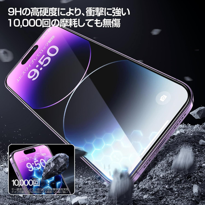 【0気泡を3秒で完成】SmartDevil ガラスフィルム 2枚セット ガイド枠付き 貼り付け超簡単 自動除塵 米軍MIL規格 黒縁なし 落下保護 滑らかな手触り 保護フィルム