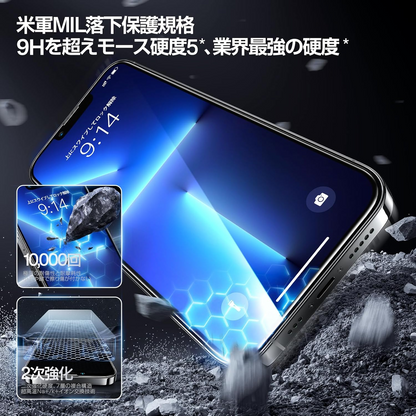 「画期的なガイド枠」SmartDevil ガラスフィルム 全面保護 極細黒縁あり フルースクリーンカバー 米軍MIL規格 強化ガラス 衝撃吸収 フレーム付き 初心者貼り付け簡単 光沢 気泡レス 指紋防止  2枚セット