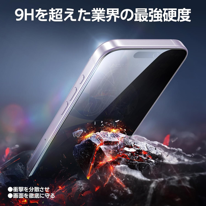 【覗き見防止】SmartDevil ガラスフィルム 2枚セット 超簡単貼り付け 自動除塵 プライバシー のぞき見防止 米軍MIL規格 落下保護 滑らかな手触り 指紋防止  iPhone17/17air/17pro/17promax 対応 横から見えない強化ガラス
