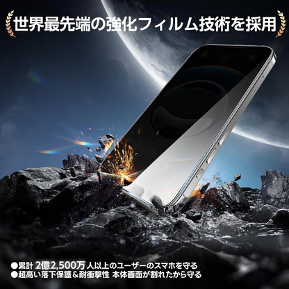 【覗き見防止】SmartDevil ガラスフィルム 2枚セット 超簡単貼り付け 自動除塵 プライバシー のぞき見防止 米軍MIL規格 落下保護 滑らかな手触り 指紋防止  横から見えない強化ガラス