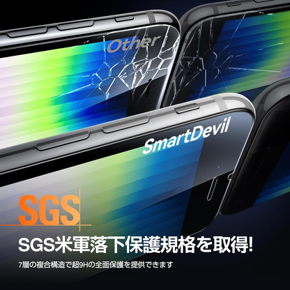 SmartDevil iPhone se3/se2 用ガラスフィルム 超簡単貼り付け 米軍MIL規格 高光沢 9H越え 全面保護 気泡ゼロ 指紋防止 アイフォンse 保護フィルム 対応2枚セット
