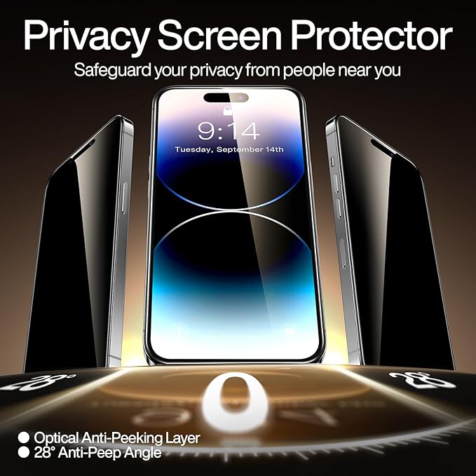 Privacy Screen Protector with Camera Lens Protector for iphone (2 Pack)