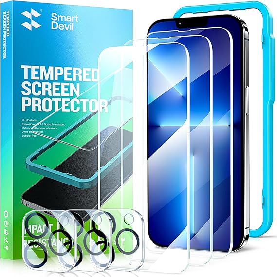 Smartdevil Tempered Glass Screen Protector with Camera Lens Protector for iphone (3 Pack)