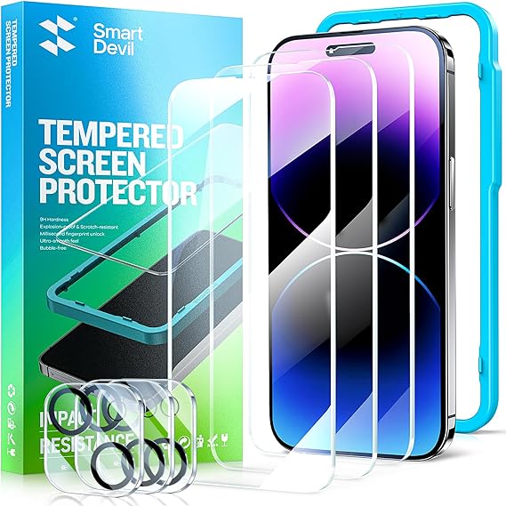 Smartdevil Tempered Glass Screen Protector with Camera Lens Protector for iphone (3 Pack)