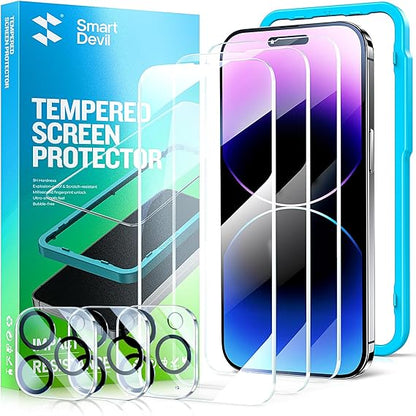 Smartdevil Tempered Glass Screen Protector with Camera Lens Protector for iphone (3 Pack)