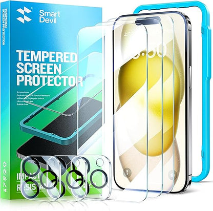 Smartdevil Tempered Glass Screen Protector with Camera Lens Protector for iphone (3 Pack)