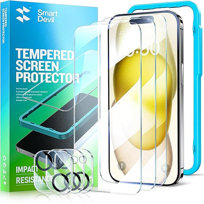 Smartdevil Tempered Glass Screen Protector with Camera Lens Protector for iphone (3 Pack)