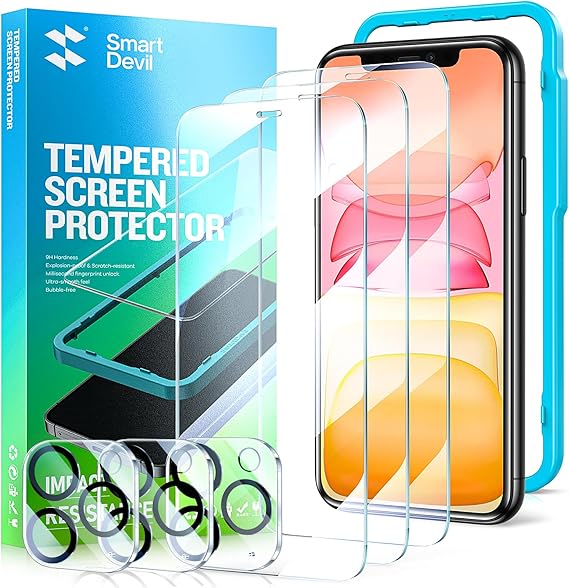 Smartdevil Tempered Glass Screen Protector with Camera Lens Protector for iphone (3 Pack)