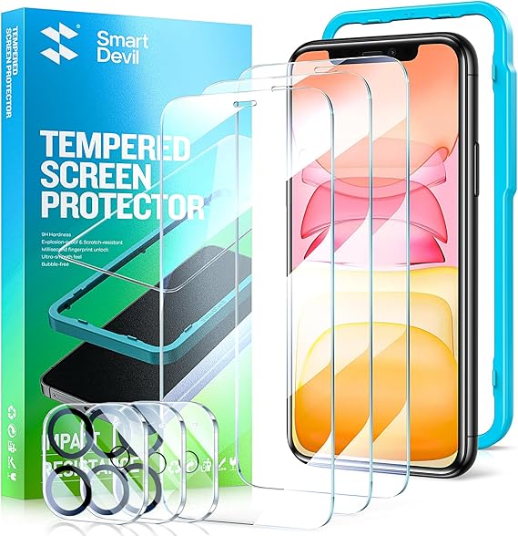 Smartdevil Tempered Glass Screen Protector with Camera Lens Protector for iphone (3 Pack)