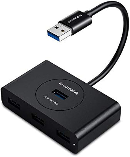 SmartDevil Hub USB 3.0 USB 3.0 4 Ports 5 Gbit/s für PC, Port, Raspberry Pi 4, MacBook, PS4, Xbox, USB-Speicher, Ratón, Teclado, kompatibel mit Mac OS, Windows und Linux, mit 0,25 m Kabel