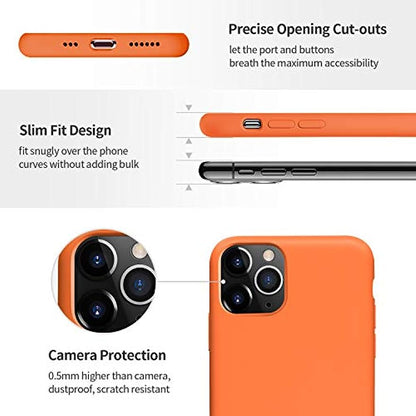 SmartDevil Schutzhülle für iPhone 11 Pro MAX + Schutzfolie, [vollständiger Schutz] Schutzhülle aus flüssigem Silikongel. Microfibra Forro Cojín für iPhone 11 Pro MAX-Naranja