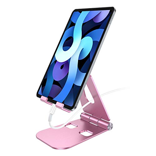 SmartDevil Verstellbarer Handy-Ständer, iPhone-Tischständer, faltbarer Handy-Ständer, tragbarer iPad-Ständer, Tablet-Ständer, universeller Aluminium-Halter für alle Smartphones und Tablets – Roségold