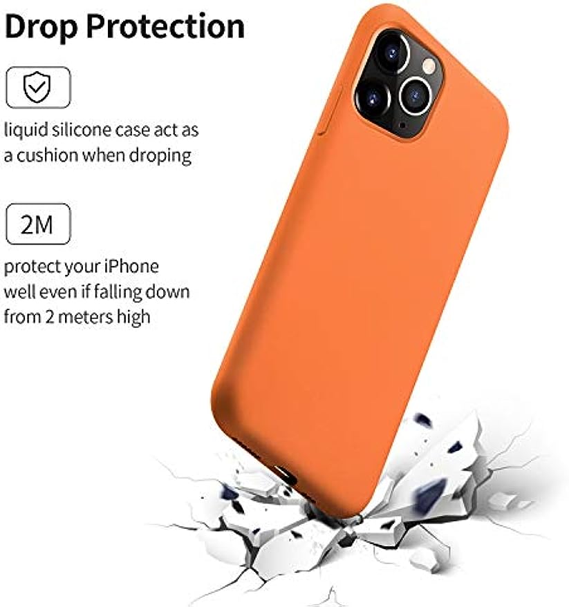 SmartDevil Schutzhülle für iPhone 11 Pro MAX + Schutzfolie, [vollständiger Schutz] Schutzhülle aus flüssigem Silikongel. Microfibra Forro Cojín für iPhone 11 Pro MAX-Naranja