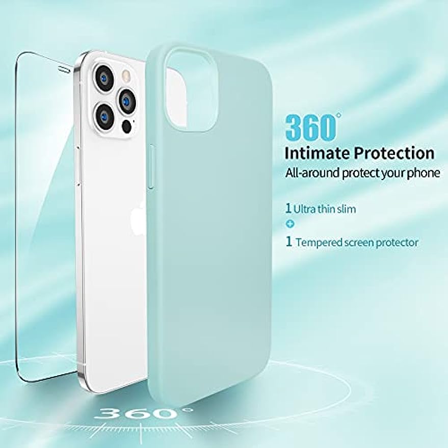SMARTDEVIL Schutzhülle aus Silikon, kompatibel mit iPhone 12 / iPhone 12 PRO, mit kostenloser Schutzfolie, 6,1 Zoll, Schutz vor Körperverletzung und Schutz mit Schutzhülle aus Mikrofaser, Blau