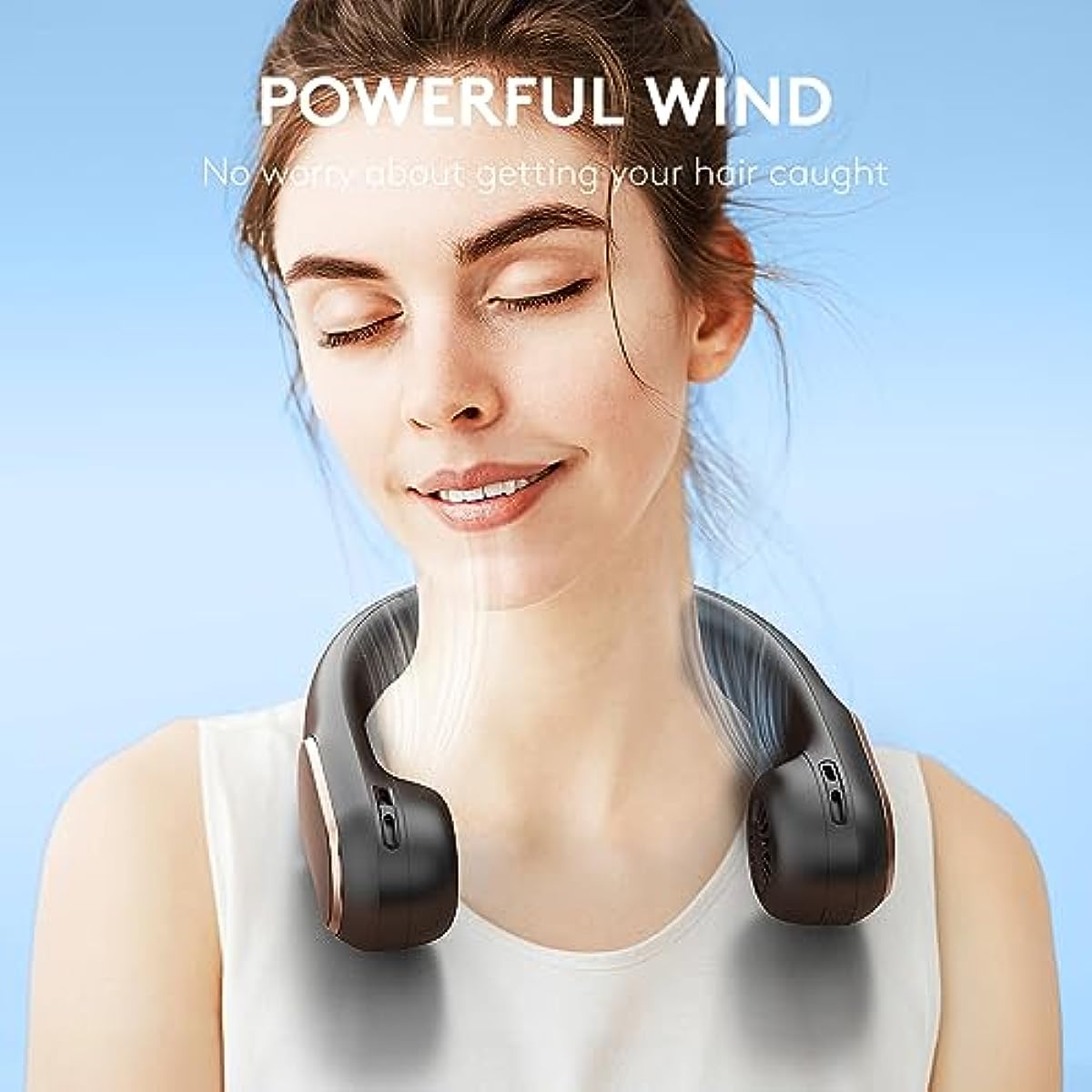 SmartDevil Ventilador de cuello con pantalla digital, ventilador de cuello sin cuchillas manos libres, ventilador personal portátil con batería recargable, ventilador de cuello portátil, 4 velocidades, 4000 mAh, para viajes, al aire libre (negro)