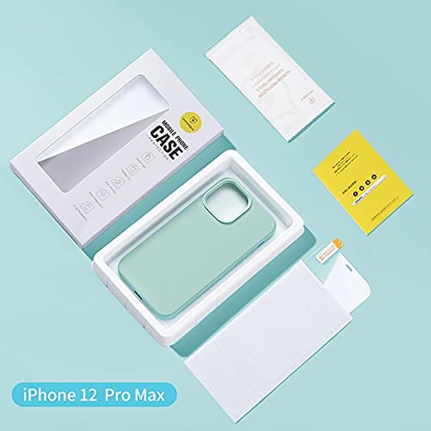 SmartDevil Funda de Silicona Compatible iPhone 12 Pro MAX con Gratis Vidrio Templado Protector de Pantalla, 6.7", Sedoso Suave, Cubierta a Prueba de Golpes con Forro de Microfibra-Azul