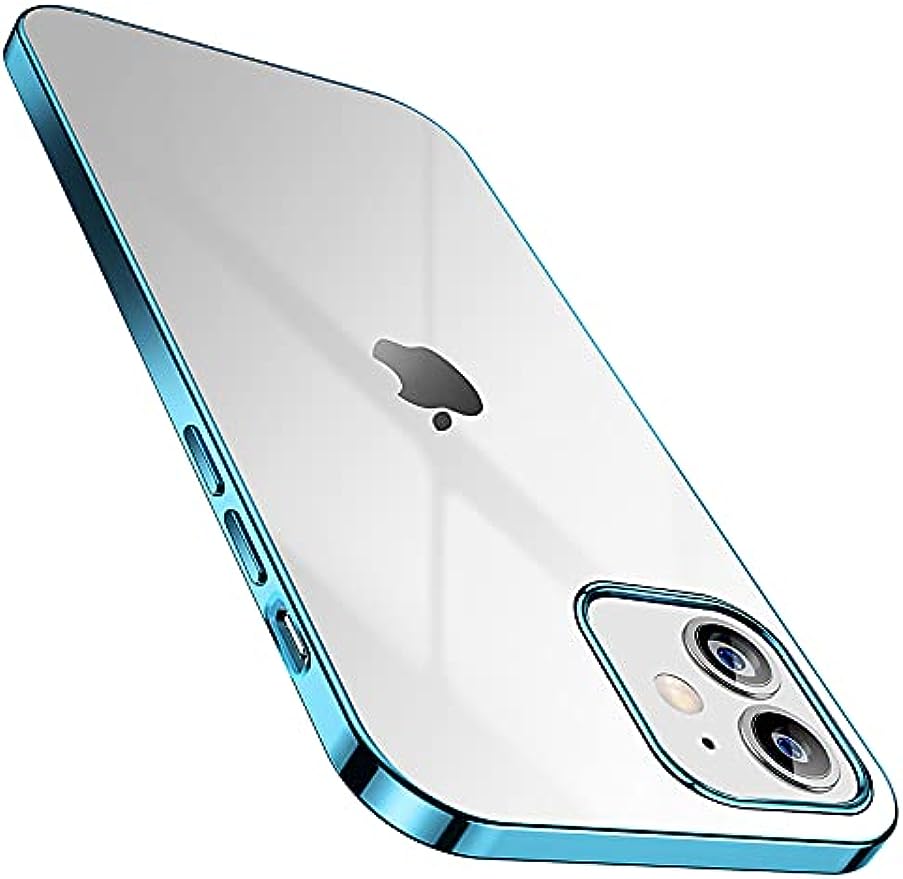 SmartDevil Compatible con iPhone 12 Mini Funda con Gratis Vidrio Templado Protector de Pantalla, Ultra Fina Silicona Transparente TPU Carcasa Anti-Choque Anti-arañazos Caso, Azul Claro