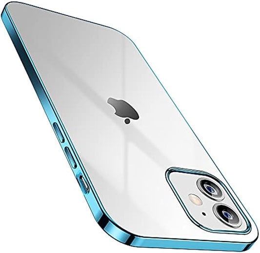 Kompatibel mit dem iPhone 12 Mini von SmartDevil, mit kostenlosem Vidrio Templado Protector von Pantalla, ultradünnem, transparentem TPU-Silikongehäuse, Anti-Choque Anti-Arañazos-Gehäuse, blau-klar