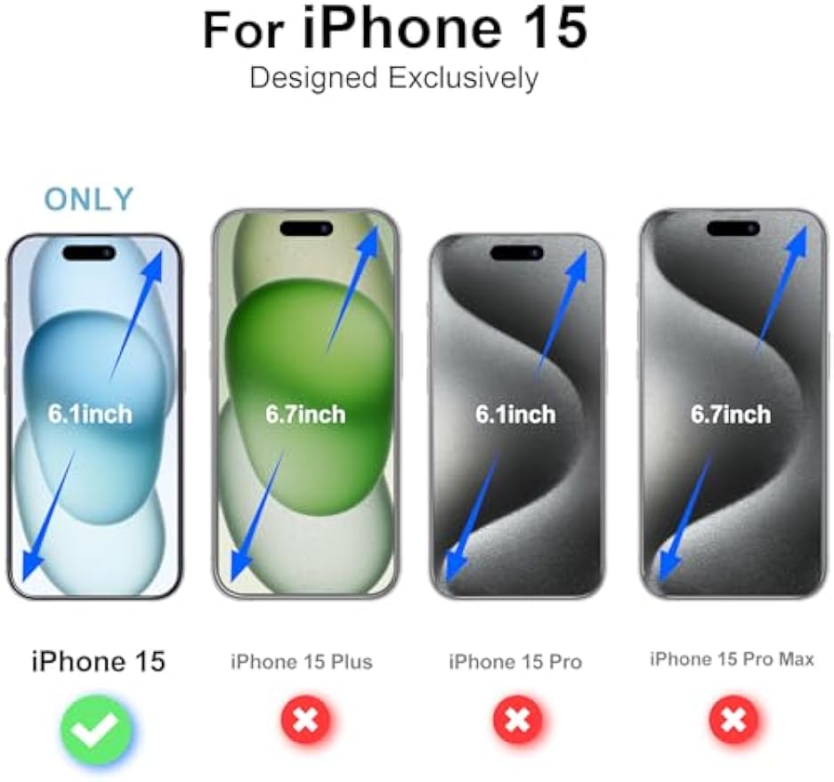 SmartDevil 3 Pack Screen Protector design for iPhone 15 [6.1 inch] 3 Pack Tempered Glass Film for 15, Bubble Free, Case Friently