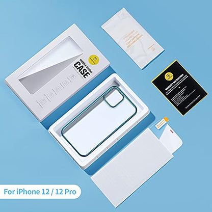 SmartDevil Compatible con iPhone 12/ iPhone 12 Pro Funda con Gratis Vidrio Templado Protector de Pantalla, Ultra Fina Silicona Transparente TPU Carcasa Anti-Choque Anti-arañazos Caso, Azul Claro