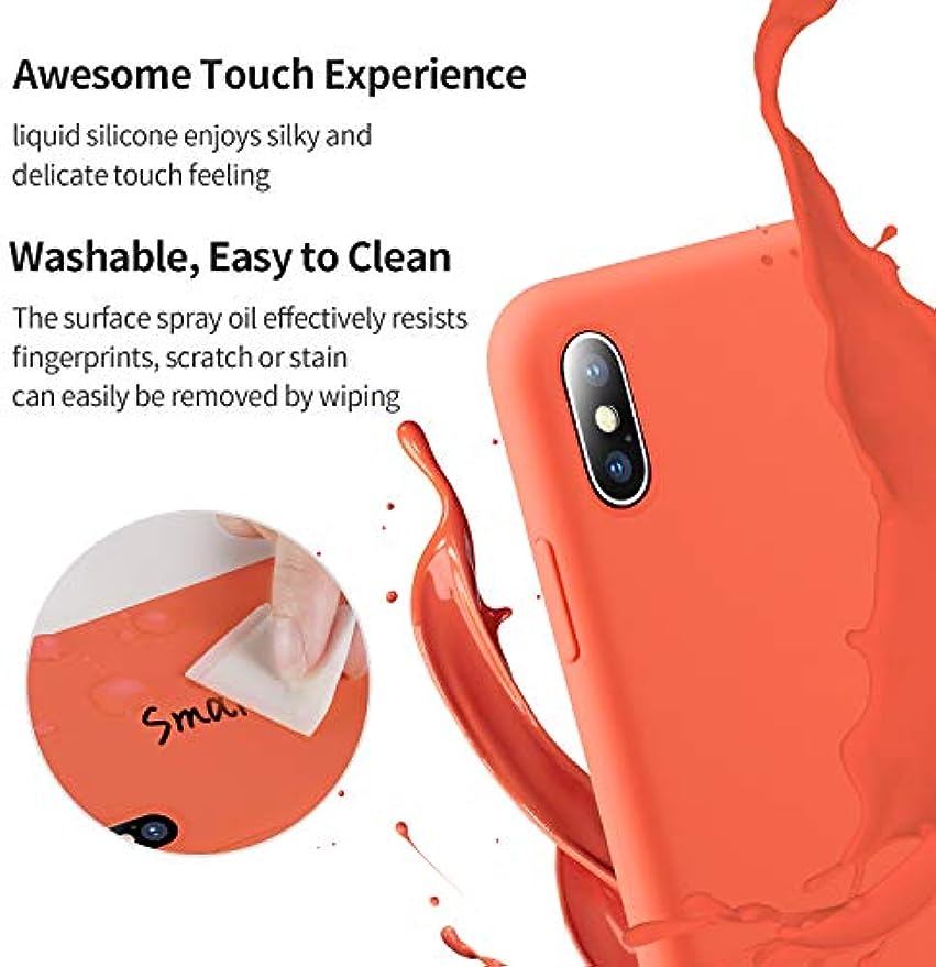 SMARTDEVIL Cover iPhone XS Max,[Libero Pellicola Vetro Temperato] Custodia Antiurto Gomma Gel Silicio Liquido con Fodera Tessile Microfibra Morbida Custodia iPhone XS Max Silicone Protettiva