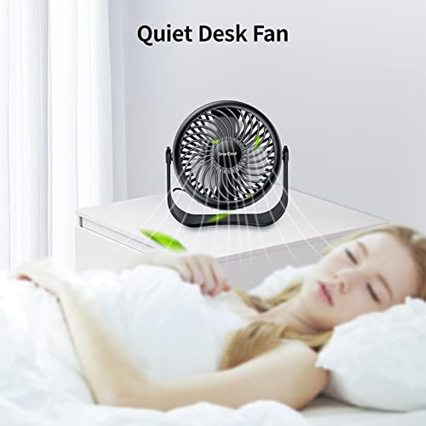 SMARTDEVIL Ventilatori da Tavolo, Ventilatore USB, Ventilatore da Tavolo Silenzioso con Gancio,3 Velocità, Mini Ventilatore USB, per Scrivania, Auto,Casa Ufficio,Viaggiare,Cucina. USB Alimentato(Nero)