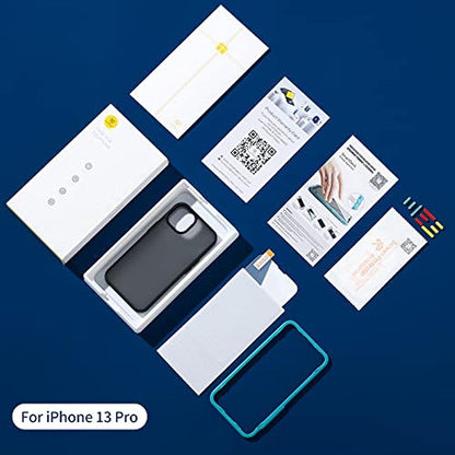 SmartDevil Funda Compatible con iPhone 13 Pro [Ultra Fina Mate] [con Protector Pantalla Cristal Templado], Carcasa Sedoso Militar Antigolpeso, Ultra DelgadoThin Duro Case iPhone 13 Pro(6.1") -Negro