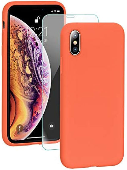 SMARTDEVIL Cover iPhone XS Max,[Libero Pellicola Vetro Temperato] Custodia Antiurto Gomma Gel Silicio Liquido con Fodera Tessile Microfibra Morbida Custodia iPhone XS Max Silicone Protettiva