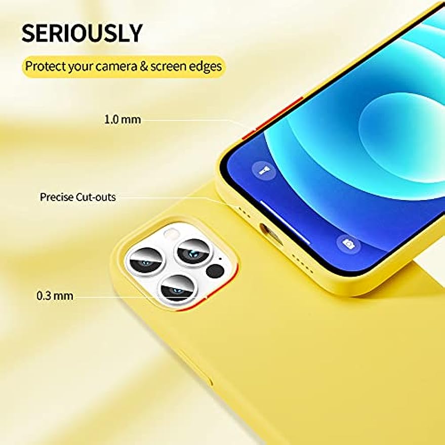 SmartDevil Schutzhülle aus Silikon, kompatibel mit iPhone 12/iPhone 12 Pro, mit kostenlosem Vidrio Templado Protector de Pantalla, 6,1", Sedoso Suave, Cubierta a Prueba de Golpes mit Forro de Microfibra-Amarillo