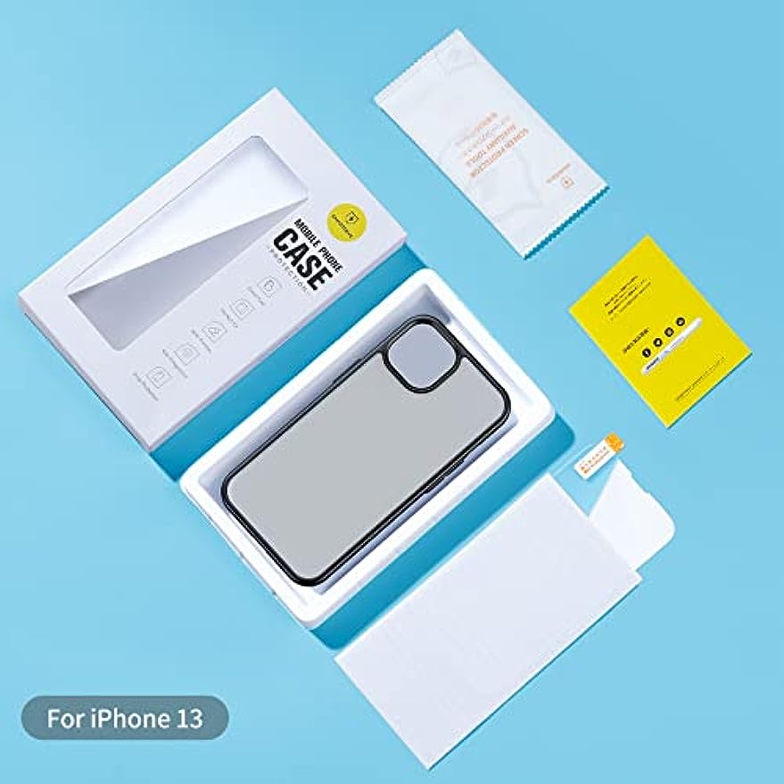 SmartDevil Funda Compatible con iPhone 13 [Ultra Fina Mate] [con Protector Pantalla Cristal Templado], Carcasa Sedoso Militar Antigolpeso, Ultra DelgadoThin Duro Case iPhone 13(6.1") -Negro