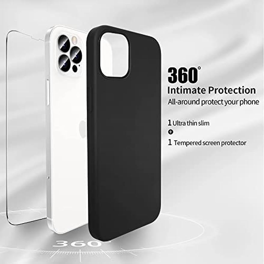 SMARTDEVIL Cover kompatibel mit iPhone 13 Pro [Original flüssiges Silikon] [mit gehärtetem Glas], langlebiges, weiches Anti-Rutsch-Case für iPhone 13 Pro (6,1 Zoll) – schwarz