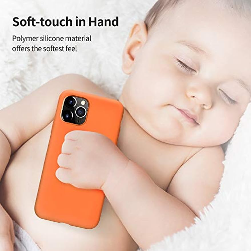 SmartDevil Schutzhülle für iPhone 11 Pro MAX + Schutzfolie, [vollständiger Schutz] Schutzhülle aus flüssigem Silikongel. Microfibra Forro Cojín für iPhone 11 Pro MAX-Naranja