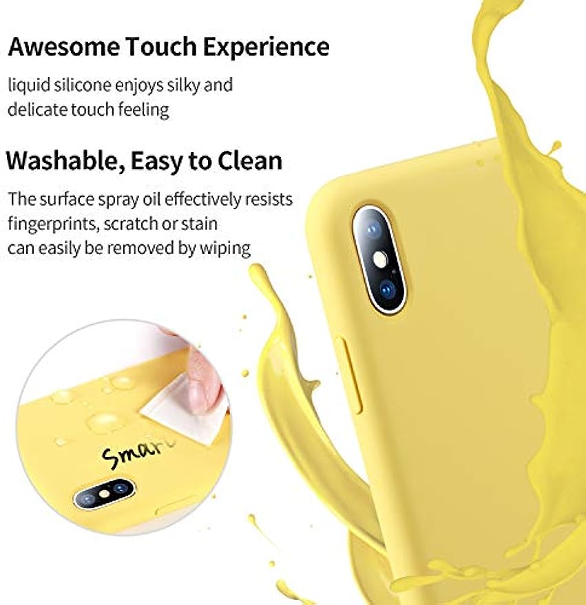 SmartDevil Funda Adecuada para iPhone SE 2020/8/7 +Protector de Pantalla, [Totalmente Protectora] Funda de Gel de Silicona líquida Funda,Microfibra Suave Cojín para iPhone SE 2020/8/7-Amarillo