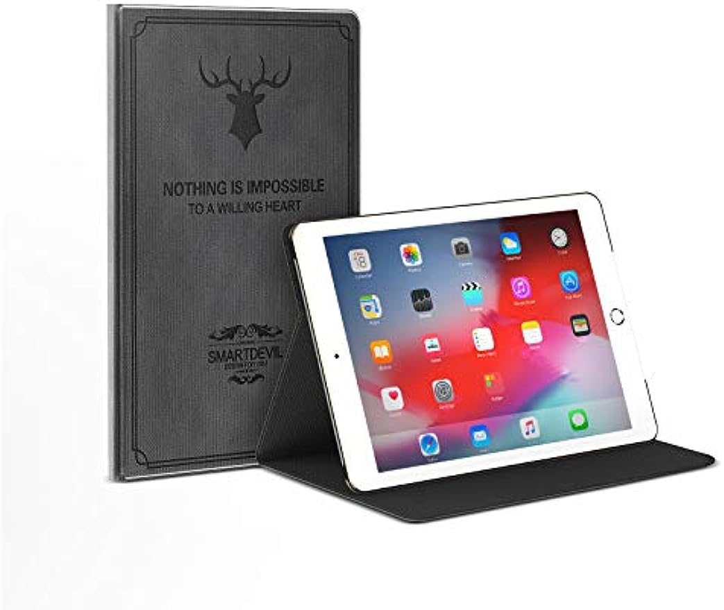 SmartDevil Cover para iPad 6a Generazione/Cover for iPad 5a Generazione in Stile Retrò, Sottile e Leggere Custodia for iPad 9.7 2018/ Custodia per iPad 9.7" 2017 con Funzione Sveglia/Sonno Auto, Nero