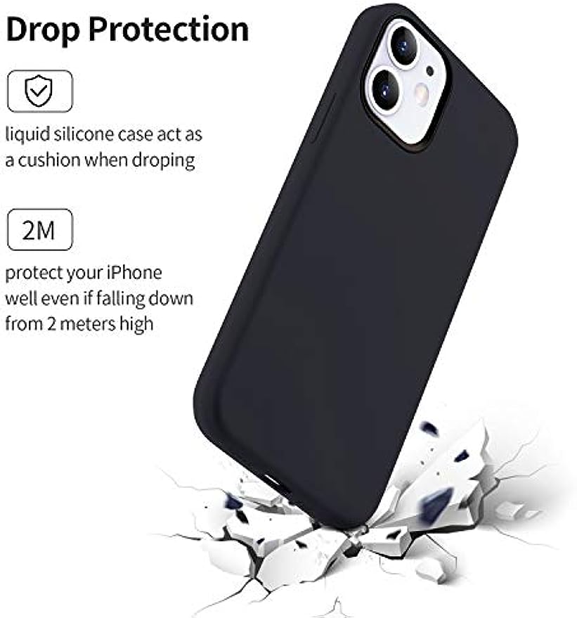 SMARTDEVIL Funda de Silicona Compatible iPhone 12 Mini con Gratuito Pellicola Vetro, 5.4 Pollici, Custodia Protettiva Corpo Morbido setoso Antiurto con Fodera in Microfibra, Nero