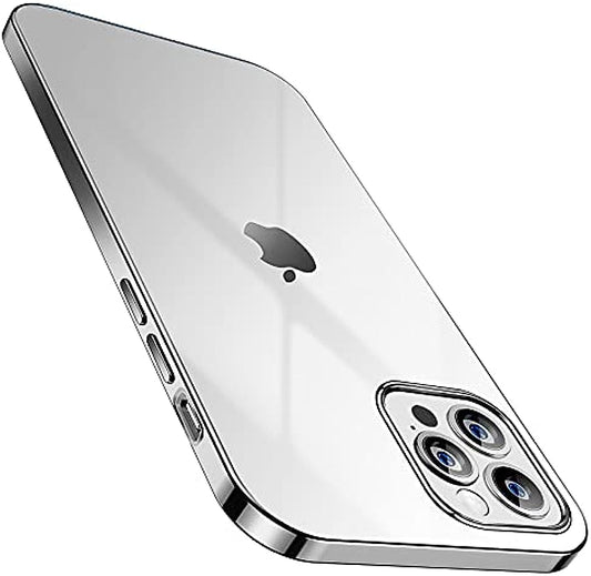 SMARTDEVIL Schutzhülle für iPhone 12 Pro Max, transparent mit transparenter, vetro temperierter Folie, langlebiges, schützendes Silikon-TPU-Gel-Cover für iPhone 12 Pro Max, 6,7 Zoll, silberfarben