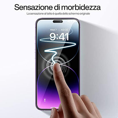 SMARTDEVIL Vetro Temperato Compatibile iPhone 14 PRO Max, Telaio Facile da Montare, [Resistente a Urti e Graffi], [Durezza 9H], [Senza Bolle d'Aria],3 Pezzi