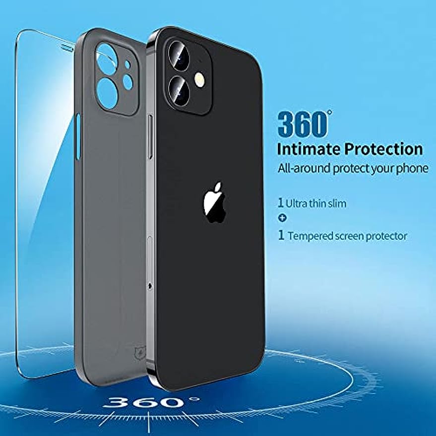 SmartDevil Carcasa Ultrafina para iPhone 12 mit Cristal Blindado Gratuito, Slim Matte iPhone 12 Case Softcase Anti Scratch Cover Anti-Huellas Teléfono Móvil para iPhone 12 (6,1 Zoll)