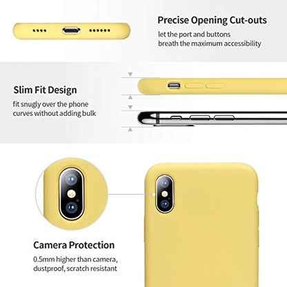 SmartDevil Funda Adecuada para iPhone SE 2020/8/7 +Protector de Pantalla, [Totalmente Protectora] Funda de Gel de Silicona líquida Funda,Microfibra Suave Cojín para iPhone SE 2020/8/7-Amarillo