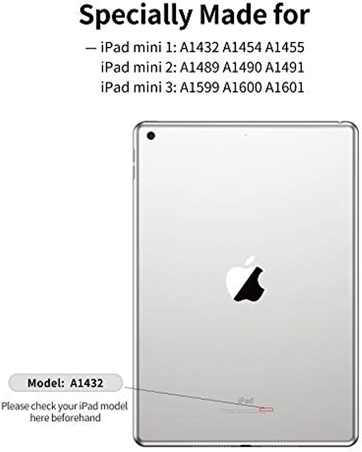 SmartDevil 7,9" Aufbewahrungsbox für iPad mini 1/ Aufbewahrungsbox für iPad mini 2/ Aufbewahrungsbox für iPad mini 3 im Retro-Stil, weich und bequem. Hülle für iPad mini 3 2 1 mit Sveglia/Sonno Auto und Supporto, Grau