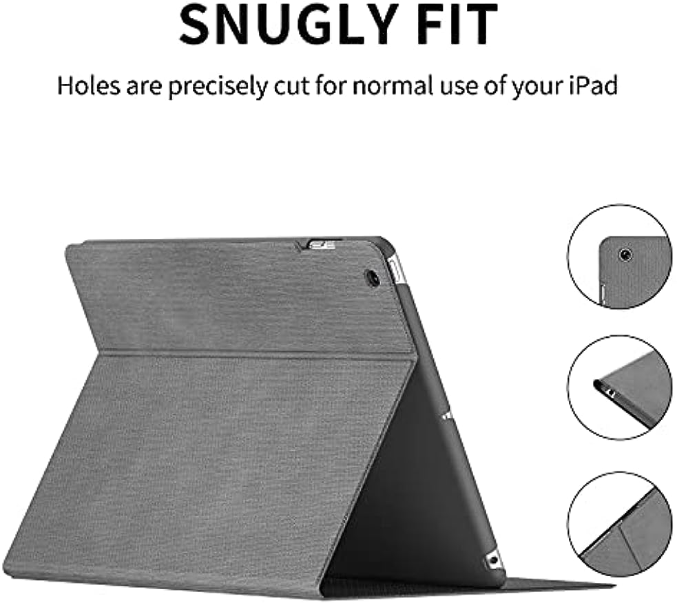 SmartDevil Custodia per iPad 2/ Custodia per iPad 3/ Custodia per iPad 4 in Stile Retrò, 9.7" Leggero Antiurto Cover per iPad 2 3 4 con Funzione Sveglia/Sonno Auto e Supporto Multi-angli Grigio