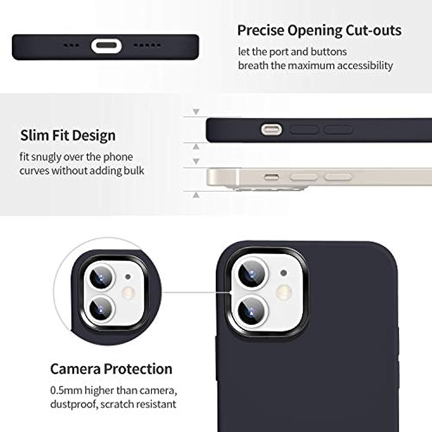 SMARTDEVIL Funda de Silicona Compatible iPhone 12 Mini con Gratuito Pellicola Vetro, 5.4 Pollici, Custodia Protettiva Corpo Morbido setoso Antiurto con Fodera in Microfibra, Nero