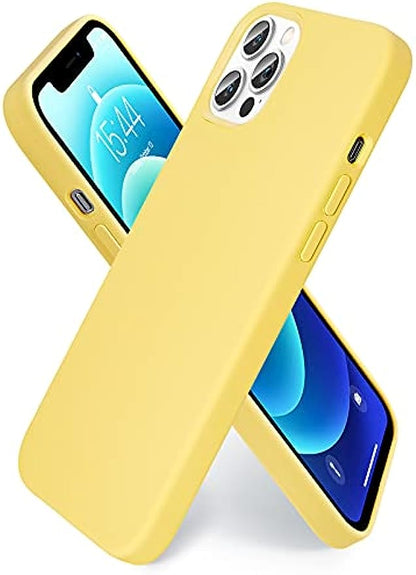 SmartDevil Schutzhülle aus Silikon, kompatibel mit iPhone 12/iPhone 12 Pro, mit kostenlosem Vidrio Templado Protector de Pantalla, 6,1", Sedoso Suave, Cubierta a Prueba de Golpes mit Forro de Microfibra-Amarillo