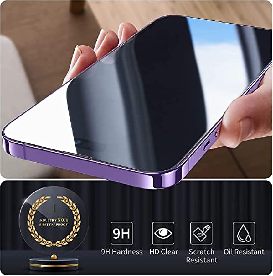 SmartDevil 3 PCS Protector de Pantalla para iPhone 14 Pro 6.1 Pulgadas, Vidrio Templado con Kit de Montaje, Vidrio Templado Antihuellas, Dureza 9H, Super Resistente a la Abrasión y Transparente