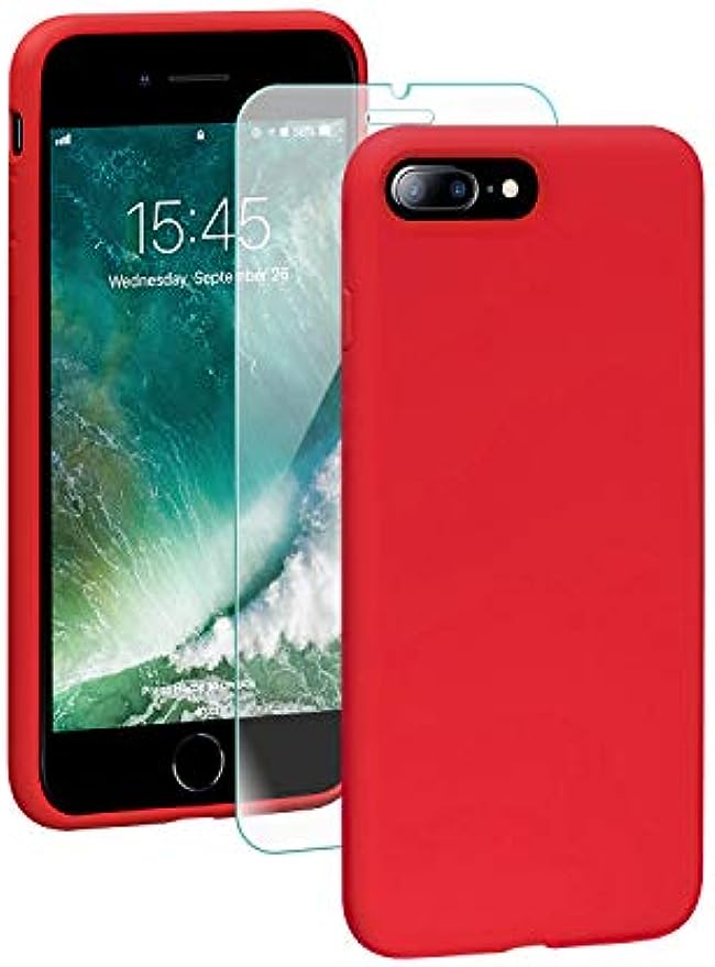 SmartDevil Funda para iPhone 7 Plus/8 Plus Protector de Pantalla, Funda de Goma de Gel de Silicona Líquida a Prueba de Golpes Cojín de Forro de Tela de Microfibra Suave para iPhone 7 Plus/8 Plus