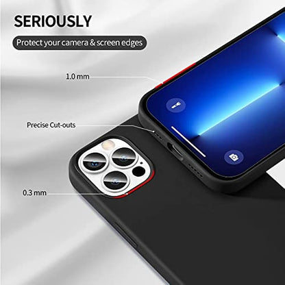 SmartDevil Funda Compatible con iPhone 13 Pro[Silicona Líquida Original] [con Protector Pantalla Cristal Templado], Carcasa Sedoso Suave Militar Antigolpeso, Thin Case iPhone 13 Pro(6.1") -Negro